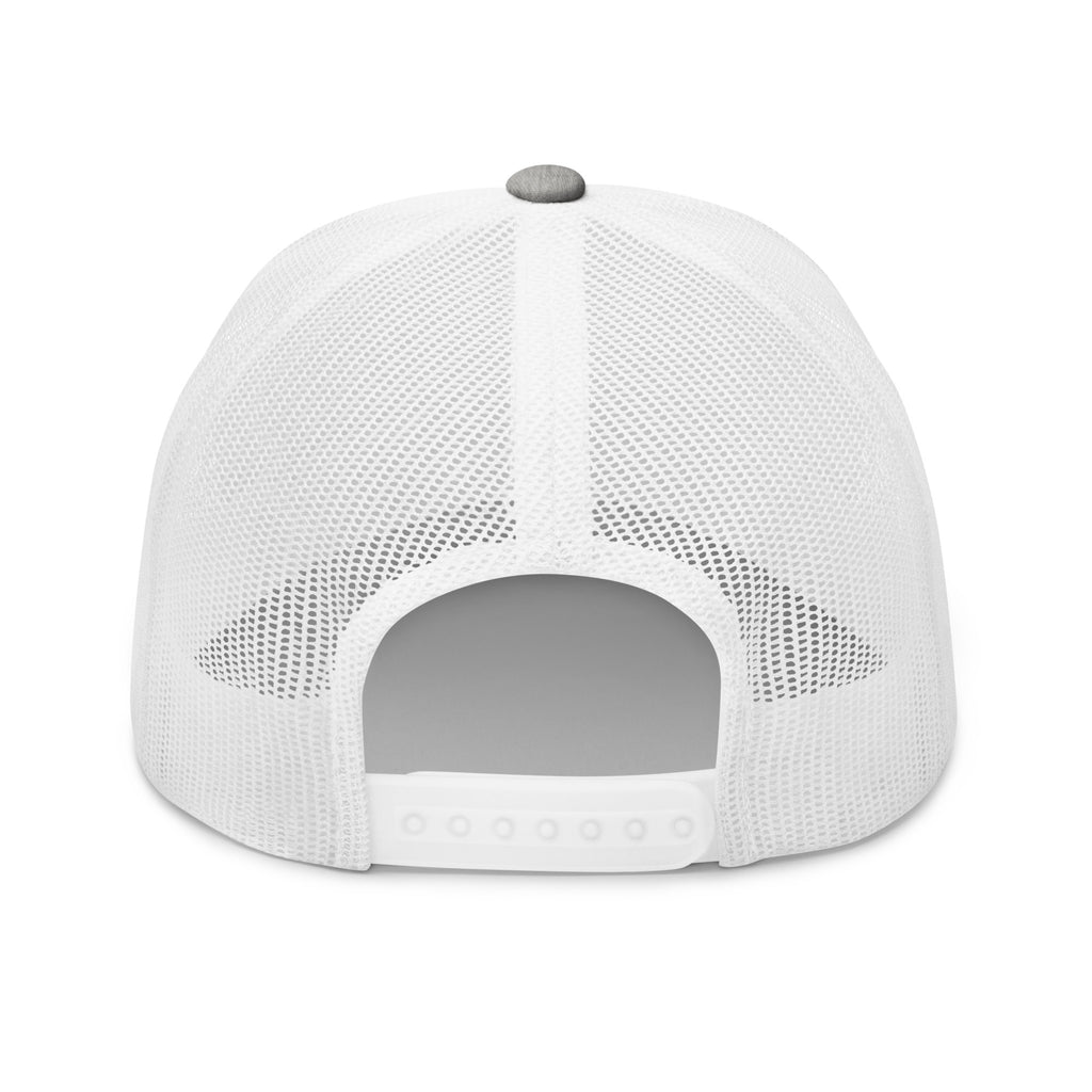 Grey and white mesh-back trucker cap with embroidered Two Homes One Heart design combining the South African and Dutch flags.