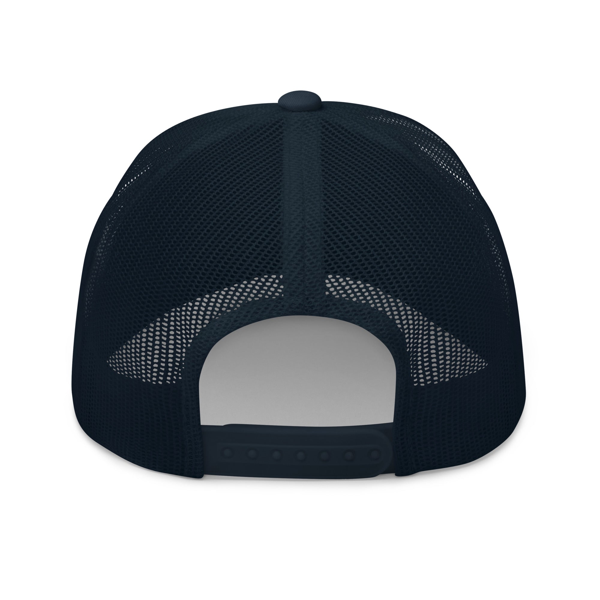 Navy green mesh-back trucker cap with embroidered Two Homes One Heart design combining the South African and Dutch flags.