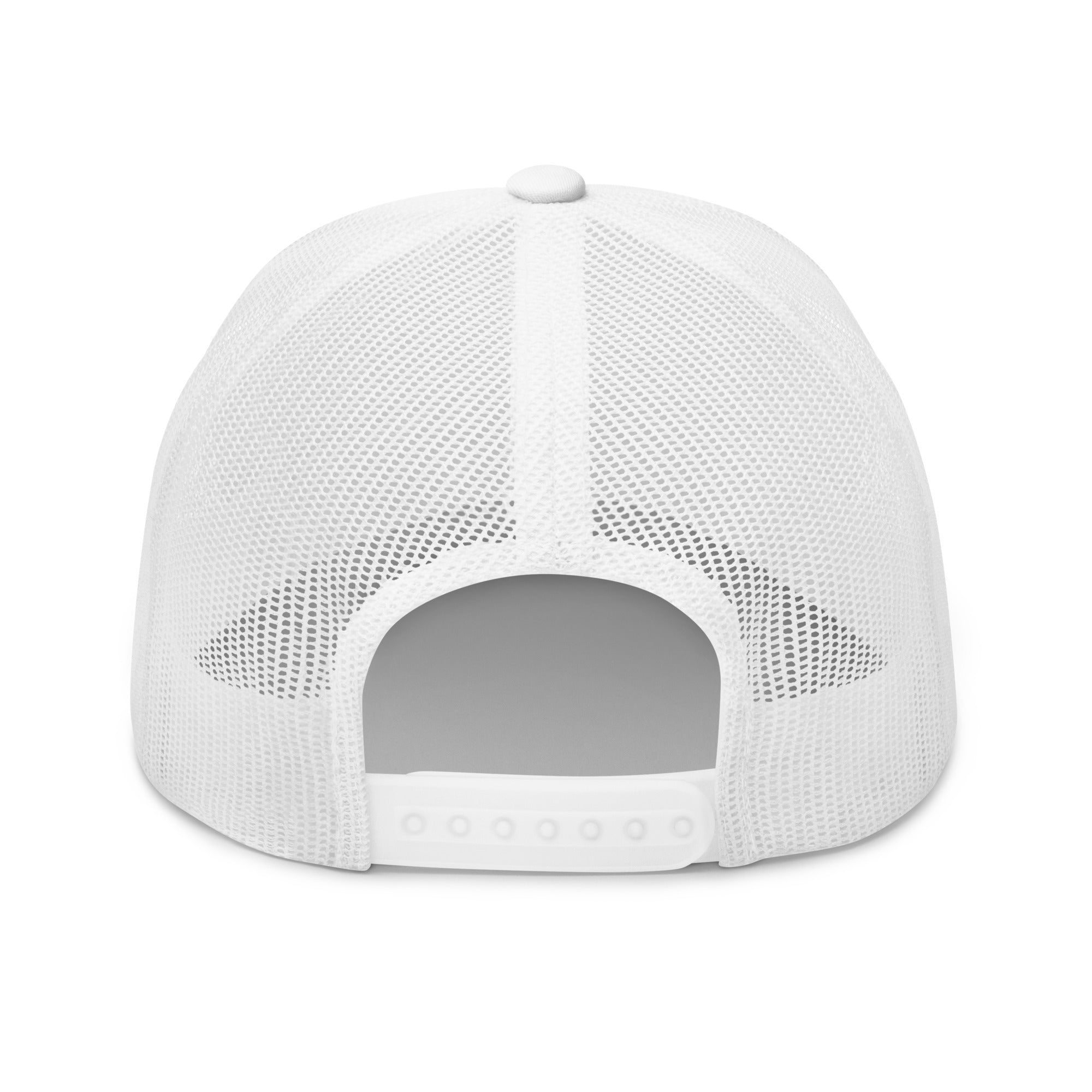White mesh-back trucker cap with embroidered Two Homes One Heart design combining the South African and Dutch flags.