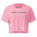 Women’s cropped t-shirt with “Vetkoek > Oliebollen” printed in black across the chest, South African Roots collection top.