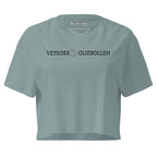Women’s cropped t-shirt with “Vetkoek > Oliebollen” printed in black across the chest, South African Roots collection top.