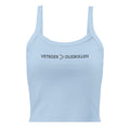 Women’s micro-rib tank top with the text “Vetkoek > Oliebollen” printed across the chest, South African Roots collection top.