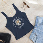 Women’s micro-rib tank top with lion illustration and the phrase “Zolang je maar leeuloop,” inspired by the Afrikaans song “Leeuloop.”